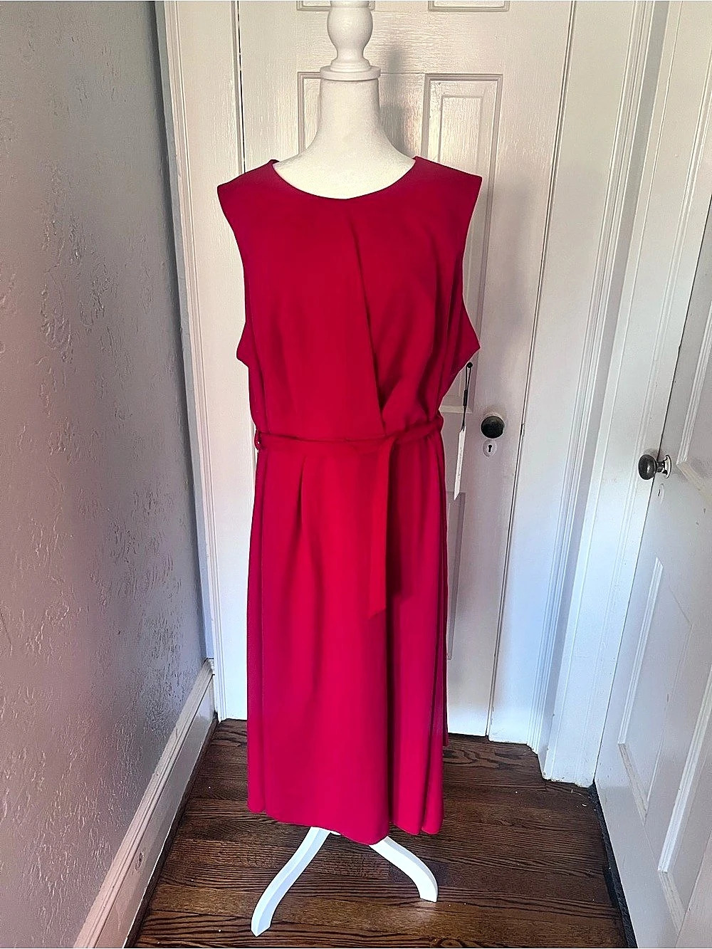 Calvin Klein Red Belted Midi Dress Size 20W NWT